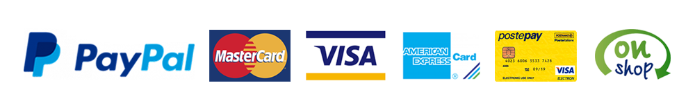Pagamenti sicuri con PayPal, Visa, Mastercard, American Express